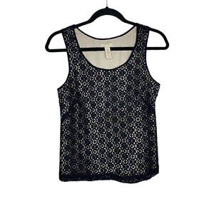 J.Crew Blouse Size 2 Women's Sleeveless Black Lace Zip Formal Professional Tank